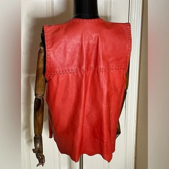 Handmade Leather(Cow hide) Leather Vest Leather Tie Straps 2XL​​​​​​​​​​​ - Picture 5 of 8